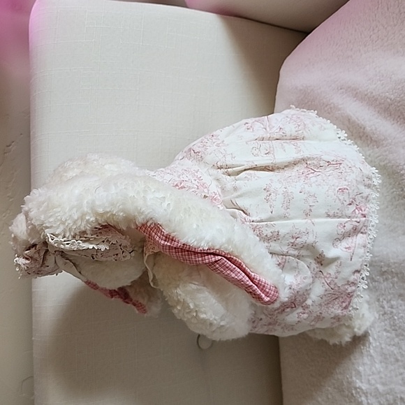 Standing Bunny w/Pearl Eyes, Ivory/Pink Dress - Picture 4 of 8